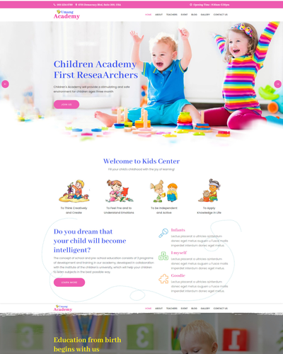 Website for daycare Academy Template