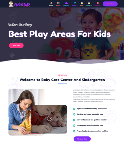 Ankur Website Template - Websites for childcare