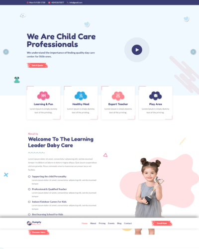 humpty daycare website template - Websites for Childcare